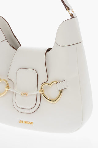 LOVE Borsa Hobo in Ecopelle Martellata con Maxi Morsetto a Forma di Cuore