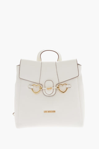 LOVE Faux Leather Backpack with Heart-Shaped Clamps