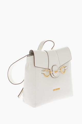 LOVE Faux Leather Backpack with Heart-Shaped Clamps