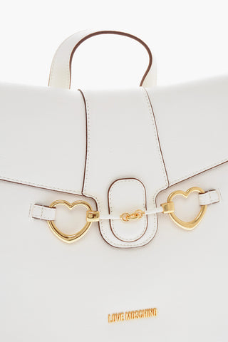 LOVE Faux Leather Backpack with Heart-Shaped Clamps