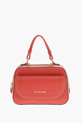 LOVE Vegan Leather Top-Handle Bag with Visible Stitching