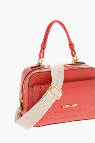 LOVE Vegan Leather Top-Handle Bag with Visible Stitching