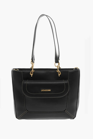 LOVE Borsa Tote in Ecopelle con Cuciture a Vista