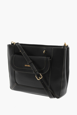 LOVE Borsa Tote in Ecopelle con Cuciture a Vista