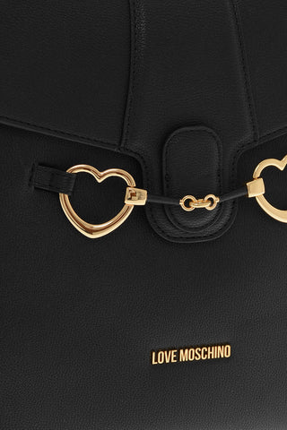  LOVE Faux Leather Backpack with Heart-Shaped Clamps 