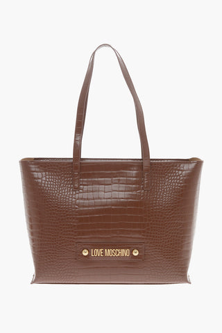 LOVE Faux Leather Crocodile Effect Tote Bag
