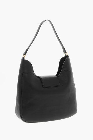 LOVE Faux Leather Hammered Hobo Bag with Maxi Heart-Shaped Clasp