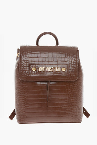  LOVE Crocodile Effect Faux Leather Backpack 