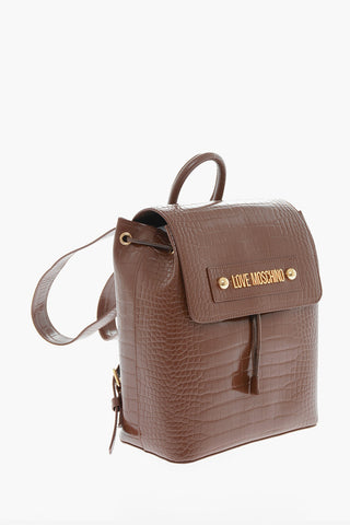  LOVE Crocodile Effect Faux Leather Backpack 