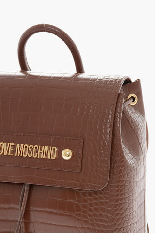  LOVE Crocodile Effect Faux Leather Backpack 