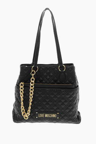 LOVE Quilted Faux Leather Tote Bag with Matching Pouch