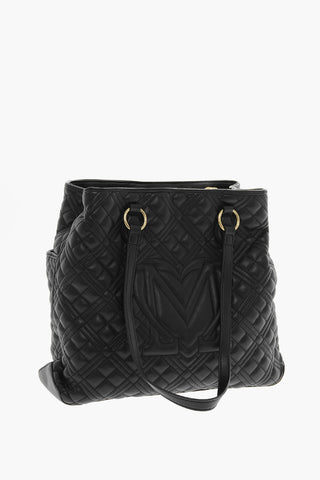 LOVE Quilted Faux Leather Tote Bag with Matching Pouch