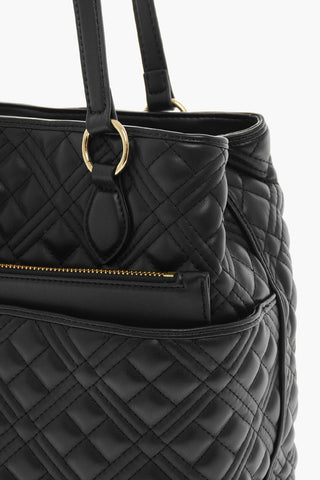 LOVE Quilted Faux Leather Tote Bag with Matching Pouch