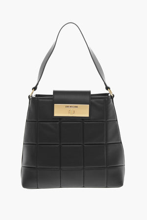 LOVE Borsa a Spalla in Ecopelle Trapuntata con Chiusura Turn Lock