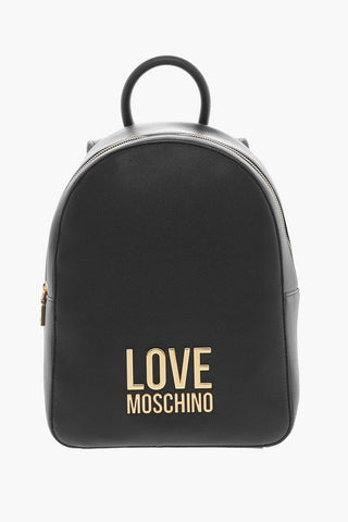 LOVE Faux Leather Backpack With Golden Embossed Maxi Logo Front