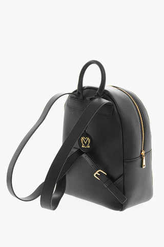 LOVE Faux Leather Backpack With Golden Embossed Maxi Logo Front
