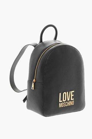 LOVE Faux Leather Backpack With Golden Embossed Maxi Logo Front