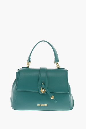  LOVE Borsa a Mano in Pelle Vegan con Charm a Forma di Cuore 