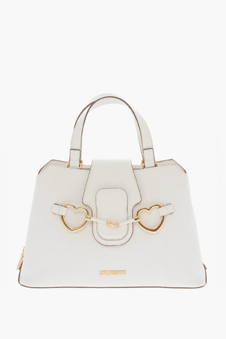  LOVE Textured Faux Leather Tote Bag with Maxi Golden Heart Clamp
