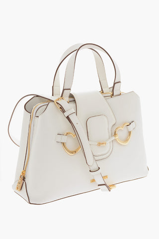  LOVE Textured Faux Leather Tote Bag with Maxi Golden Heart Clamp