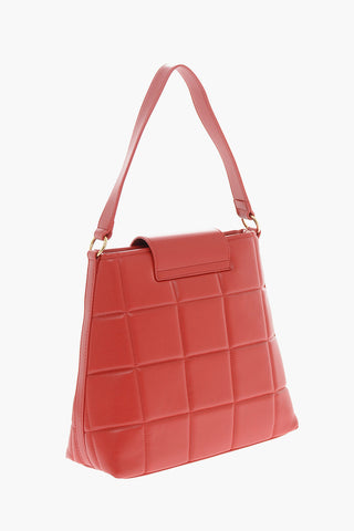 LOVE Quilted Faux Leather Shoulder Bag with Turn Lock Closure