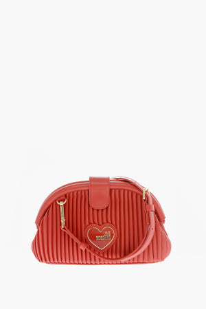 LOVE Faux Leather Pleated Clutch with Removable Strap