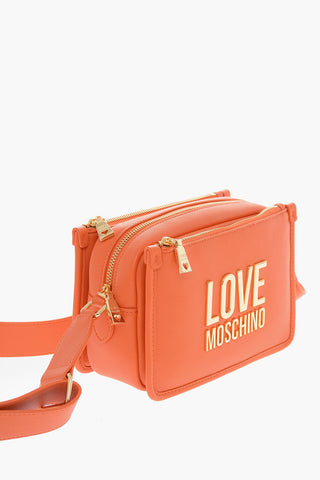LOVE Hammered Faux Leather Camera Bag with Gold Logo Plaque