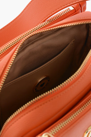 LOVE Hammered Faux Leather Camera Bag with Gold Logo Plaque