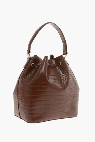 LOVE Faux Leather Crocodile-Effect Bucket Bag with Maxi Embossed Logo