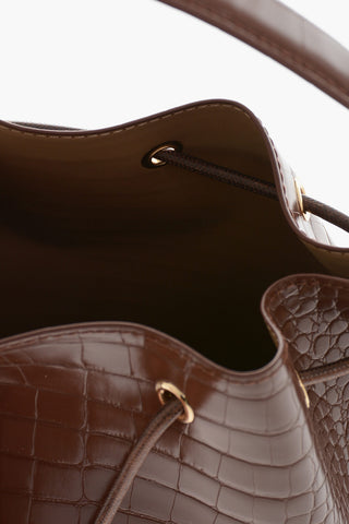 LOVE Faux Leather Crocodile-Effect Bucket Bag with Maxi Embossed Logo