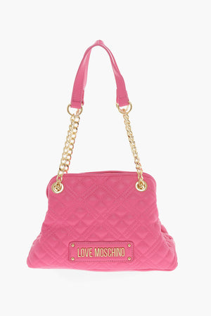 LOVE Mini Borsa a Spalla Trapuntata con Logo Dorato
