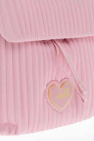 LOVE Pleated Faux Leather Backpack with Chain Shoulder Strap