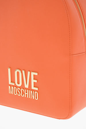 LOVE Zaino In Pelle Vegan Martellata con Logo Dorato