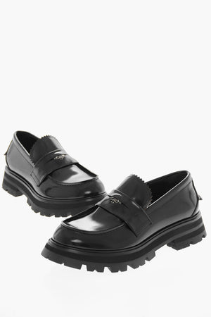 Brushed Leather SHINY LIQUID Penny Loafers