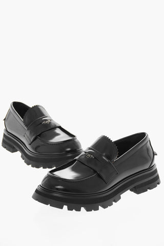 Brushed Leather SHINY LIQUID Penny Loafers