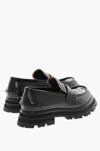Brushed Leather SHINY LIQUID Penny Loafers