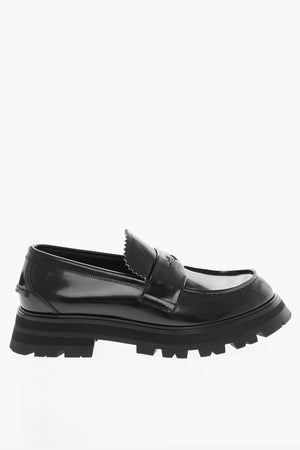 Brushed Leather SHINY LIQUID Penny Loafers