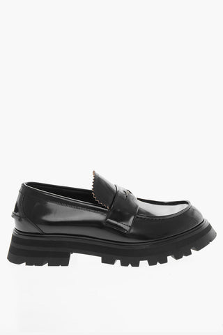 Brushed Leather SHINY LIQUID Penny Loafers