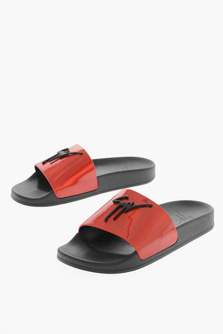 3D Logo METROPOLIS Leather Sliders