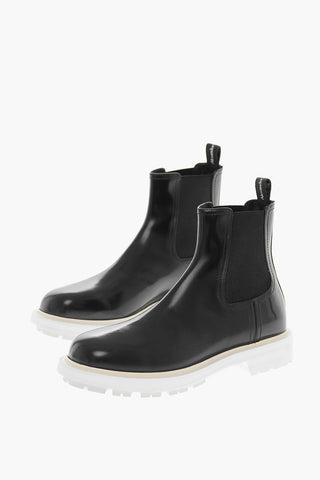 Brushed Leather SHINY LIQUID Chelsea Booties