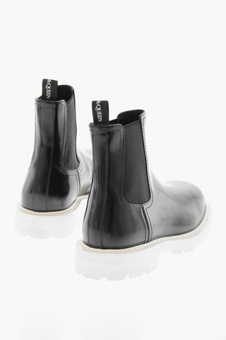 Brushed Leather SHINY LIQUID Chelsea Booties