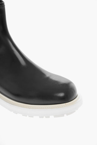 Brushed Leather SHINY LIQUID Chelsea Booties