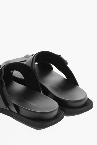 Double Buckle ELBA Leather Sliders
