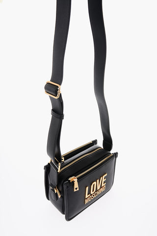 LOVE Faux Leather Crossbody Bag with Gold Logo