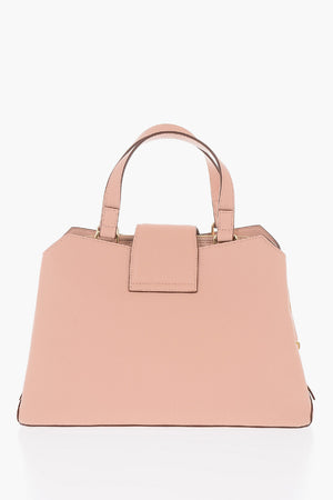 LOVE Borsa Tote in Ecopelle Martellata con Maxi Morsetto Dorato a Forma di Cuore