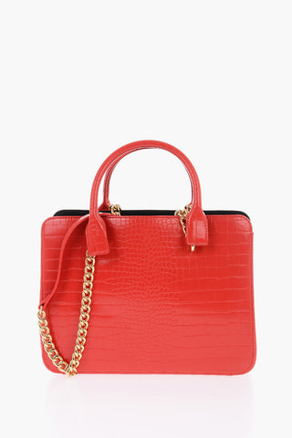 LOVE Borsa in Pelle Vegan Effetto Coccodrillo con Decorazione Catena Dorata
