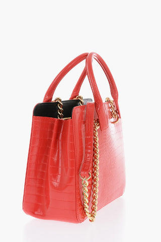 LOVE Borsa in Pelle Vegan Effetto Coccodrillo con Decorazione Catena Dorata