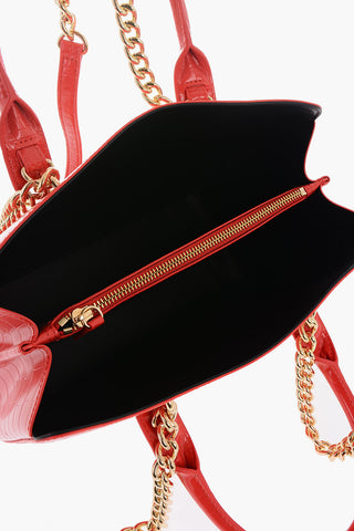 LOVE Borsa in Pelle Vegan Effetto Coccodrillo con Decorazione Catena Dorata