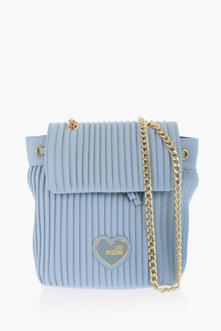 LOVE Zaino in Ecopelle Plissettato con Tracolla a Catena