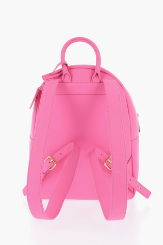 LOVE Solid Color Faux Leather Backpack with Golden Details